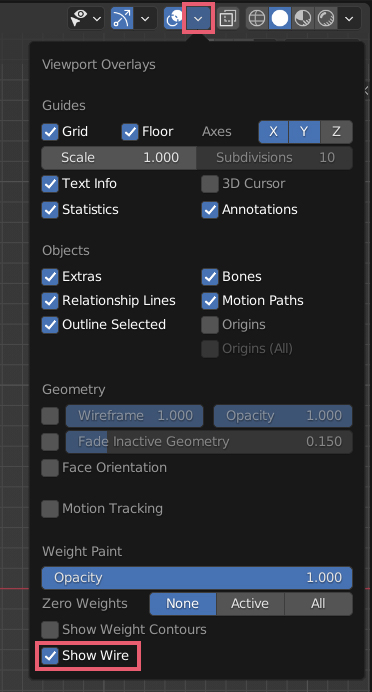 weight paint wireframe