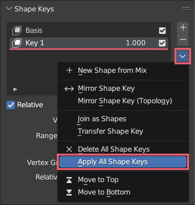 blender apply modifiers to objects using shape keys