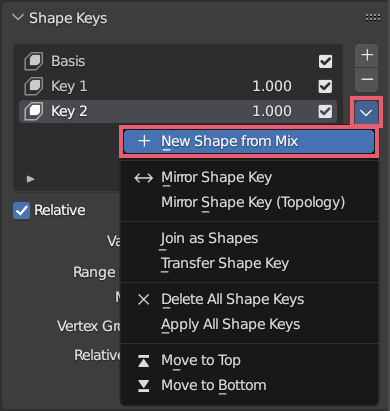 blender combine shape keys